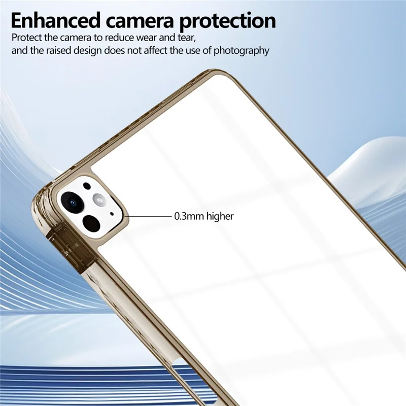 For iPad Pro 11 (2025) / 11 (2024) Case Clear TPU Tablet Protective Cover with Pen Slot - Black