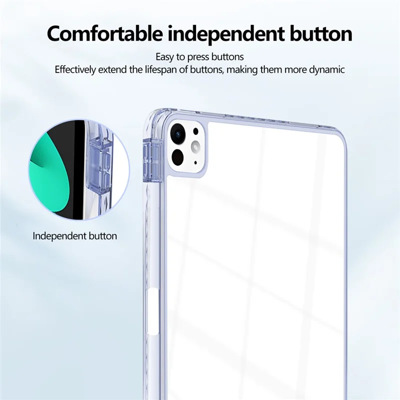 Чехол для iPad Pro 13 (2024) Clear TPU, защитная крышка для планшета с отверстием для ручки - лавандово-серый