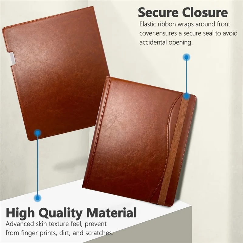 For ReMarkable Paper Pro Case Card Slots Stand PC+PU Leather E-Reader Cover with Pen Holder - Black