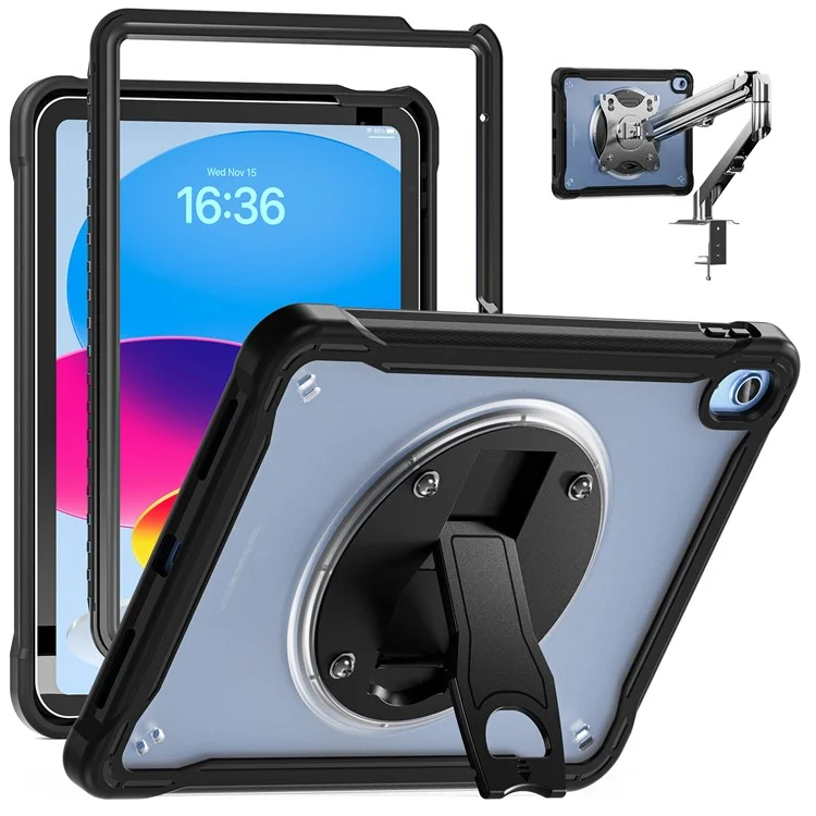 Étui pour iPad 10.9 (2022) avec support PC+Silicone+TPU - Transparent