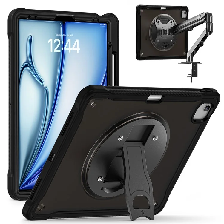 Custodia con supporto per iPad Air 13 (2024) / iPad Pro 12.9 (2022) / (2021) / (2020) / (2018) PC+Silicone+TPU - Nero trasparente