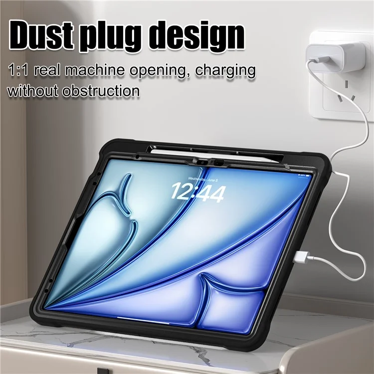 Custodia con supporto per iPad Air 13 (2024) / iPad Pro 12.9 (2022) / (2021) / (2020) / (2018) PC+Silicone+TPU - Nero trasparente