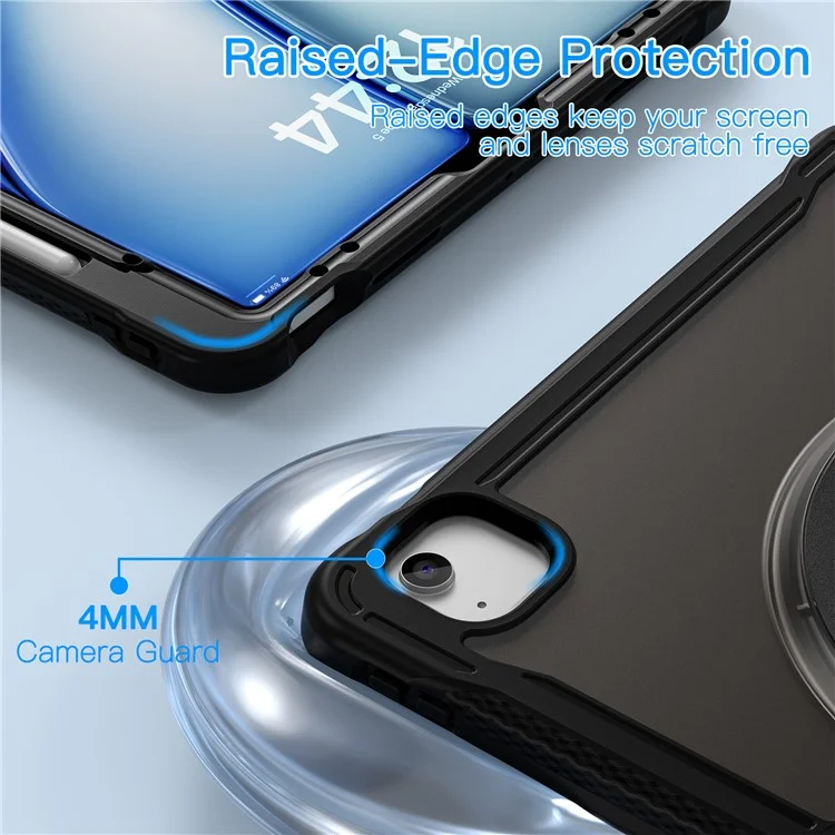 Custodia con supporto per iPad Air 13 (2024) / iPad Pro 12.9 (2022) / (2021) / (2020) / (2018) PC+Silicone+TPU - Nero trasparente