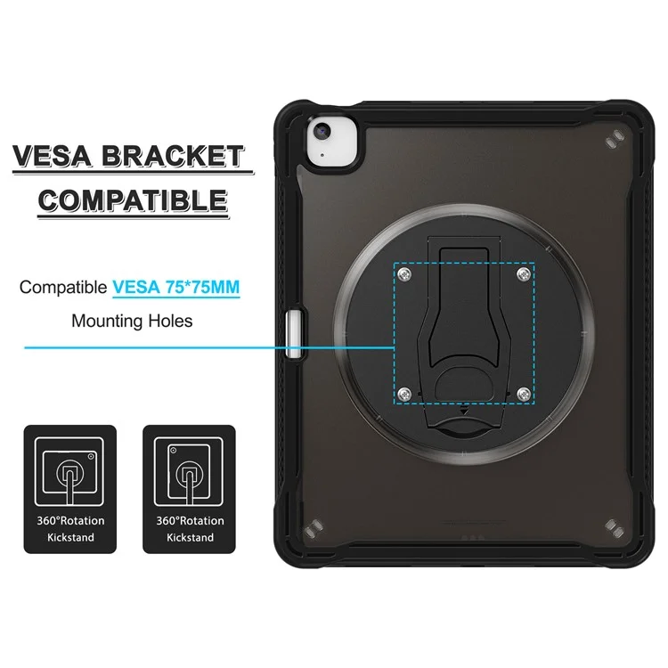 Custodia con supporto per iPad Air 13 (2024) / iPad Pro 12.9 (2022) / (2021) / (2020) / (2018) PC+Silicone+TPU - Nero trasparente