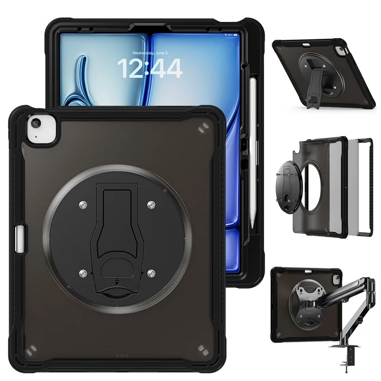 Custodia con supporto per iPad Air 13 (2024) / iPad Pro 12.9 (2022) / (2021) / (2020) / (2018) PC+Silicone+TPU - Nero trasparente