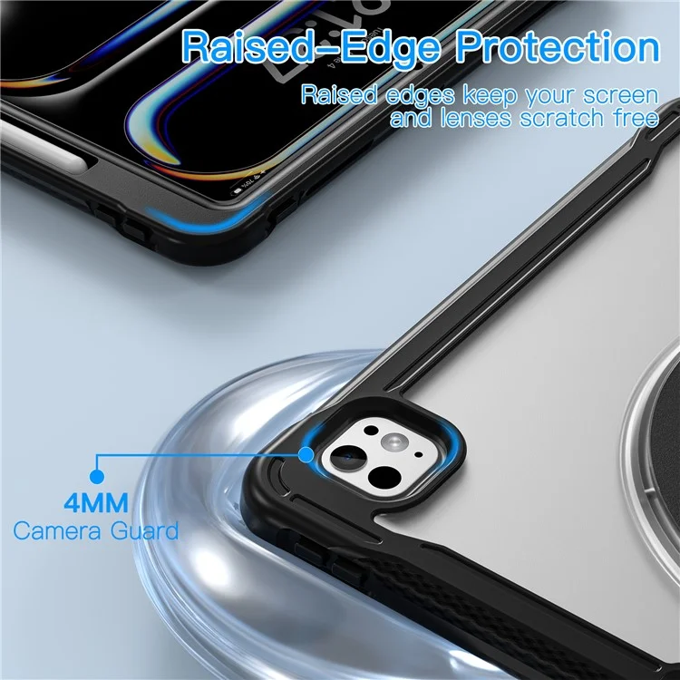 Étui pour iPad Pro 11 (2024) avec support Kickstand en PC + silicone + TPU - Transparent