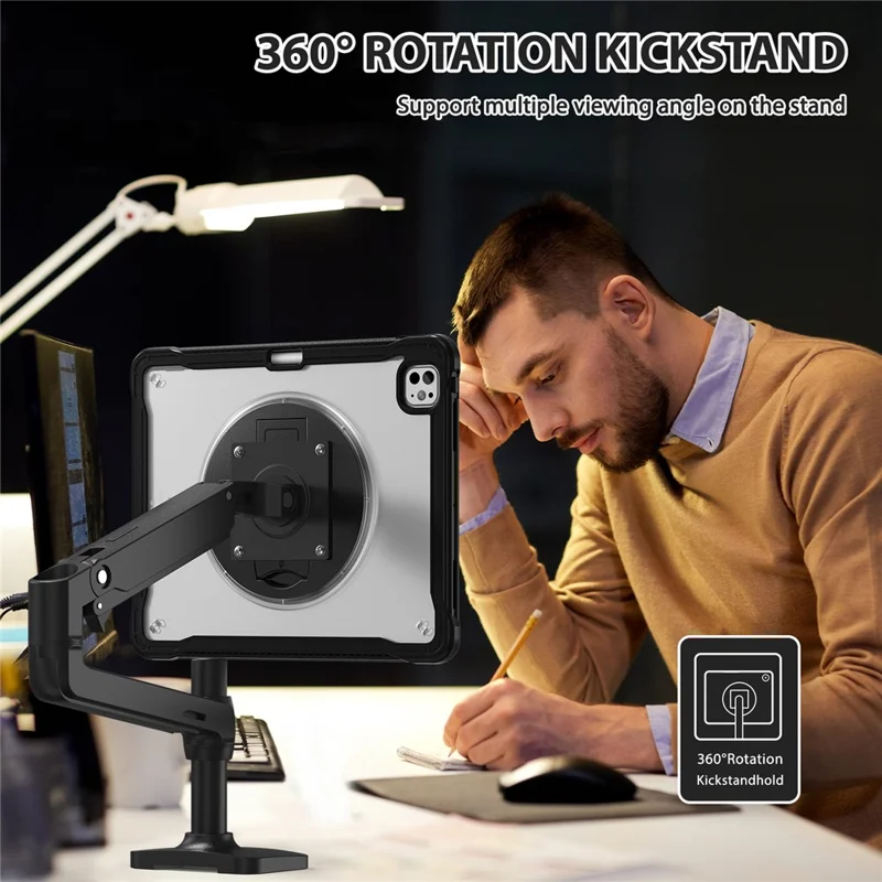 Étui pour iPad Pro 11 (2024) avec support Kickstand en PC + silicone + TPU - Transparent