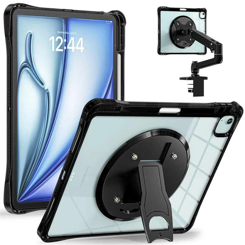 Clear Case for iPad Air 13 (2025) / (2024) / Pro 12.9 (2022) / (2021) / (2020) / (2018) PC+TPU+Acrylic Kickstand Cover