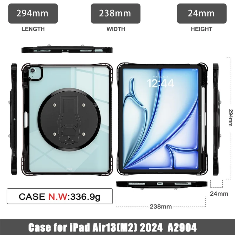 Clear Case for iPad Air 13 (2025) / (2024) / Pro 12.9 (2022) / (2021) / (2020) / (2018) PC+TPU+Acrylic Kickstand Cover