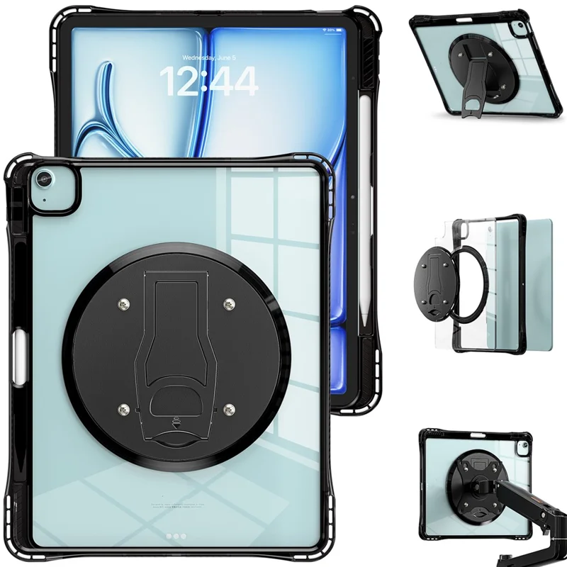Clear Case for iPad Air 13 (2025) / (2024) / Pro 12.9 (2022) / (2021) / (2020) / (2018) PC+TPU+Acrylic Kickstand Cover