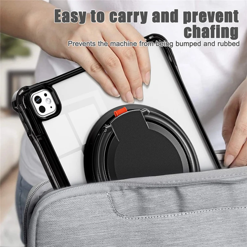 For iPad Pro 13 (2025) / 13 (2024) Case Rotary Kickstand PC+TPU+Acrylic Tablet Cover - Black