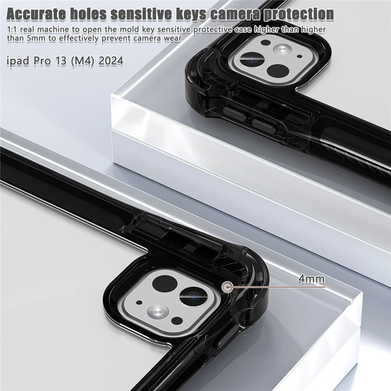 For iPad Pro 13 (2025) / 13 (2024) Case Rotary Kickstand PC+TPU+Acrylic Tablet Cover - Black