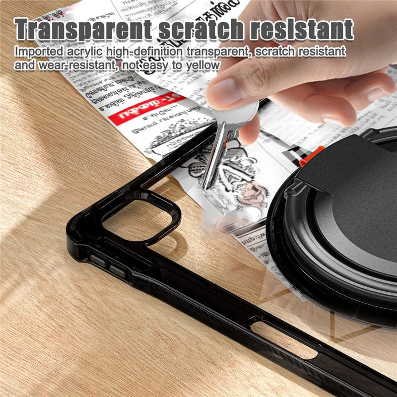 For iPad Pro 13 (2025) / 13 (2024) Case Rotary Kickstand PC+TPU+Acrylic Tablet Cover - Black