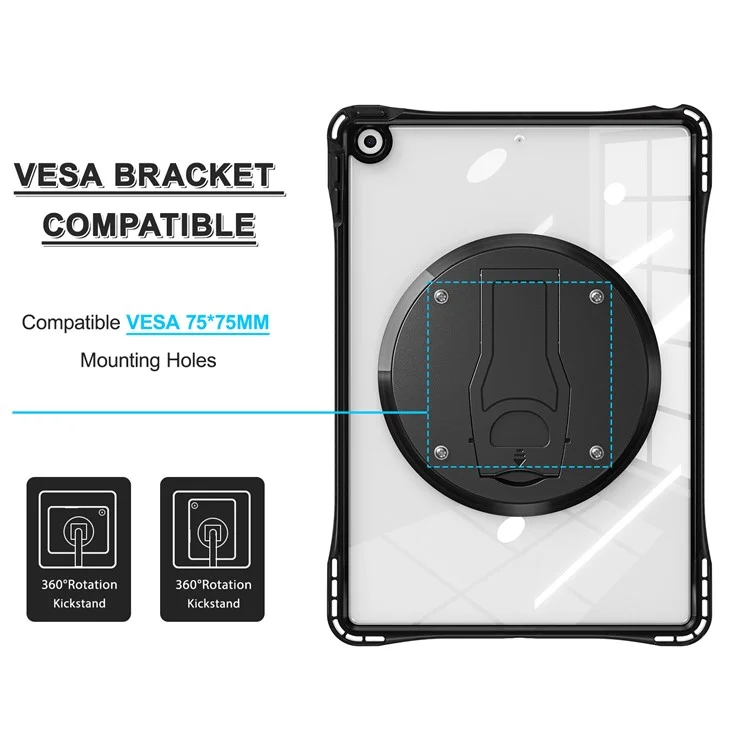 Clear Case for iPad 10.2 (2021) / (2020) / (2019) PC+TPU+Acrylic Kickstand Cover