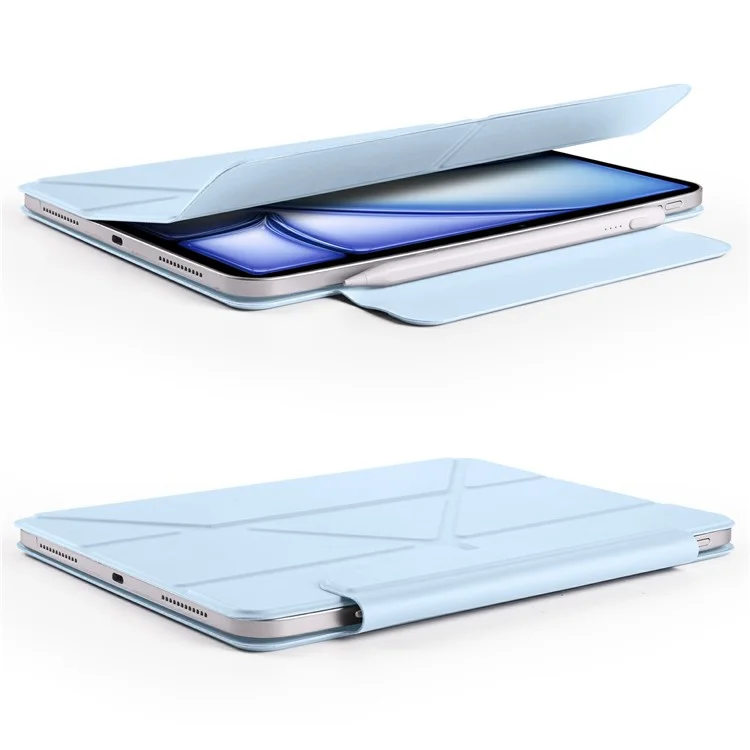 Étui pour iPad mini (2024) / (2021) en PC + cuir PU, support Origami magnétique, housse de tablette - Bleu bébé