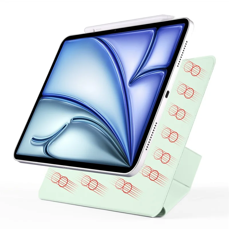 For iPad mini (2024)  /  (2021) Case PC + PU Leather Origami Stand Magnetic Tablet Cover - Light Green