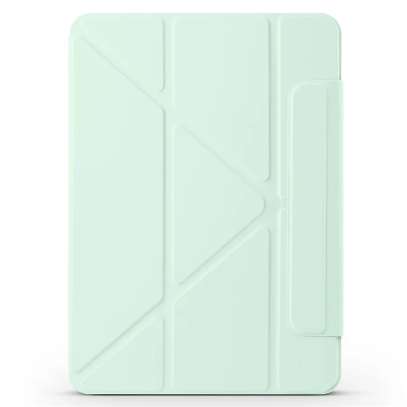 For iPad mini (2024)  /  (2021) Case PC + PU Leather Origami Stand Magnetic Tablet Cover - Light Green