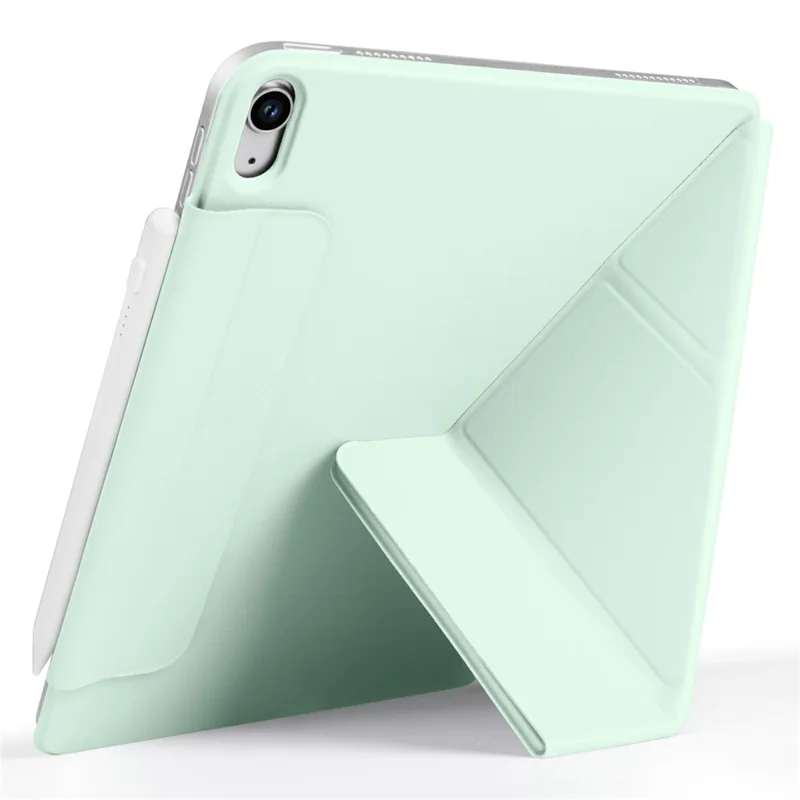 For iPad mini (2024)  /  (2021) Case PC + PU Leather Origami Stand Magnetic Tablet Cover - Light Green