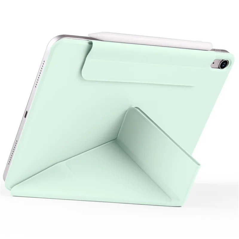 For iPad mini (2024)  /  (2021) Case PC + PU Leather Origami Stand Magnetic Tablet Cover - Light Green