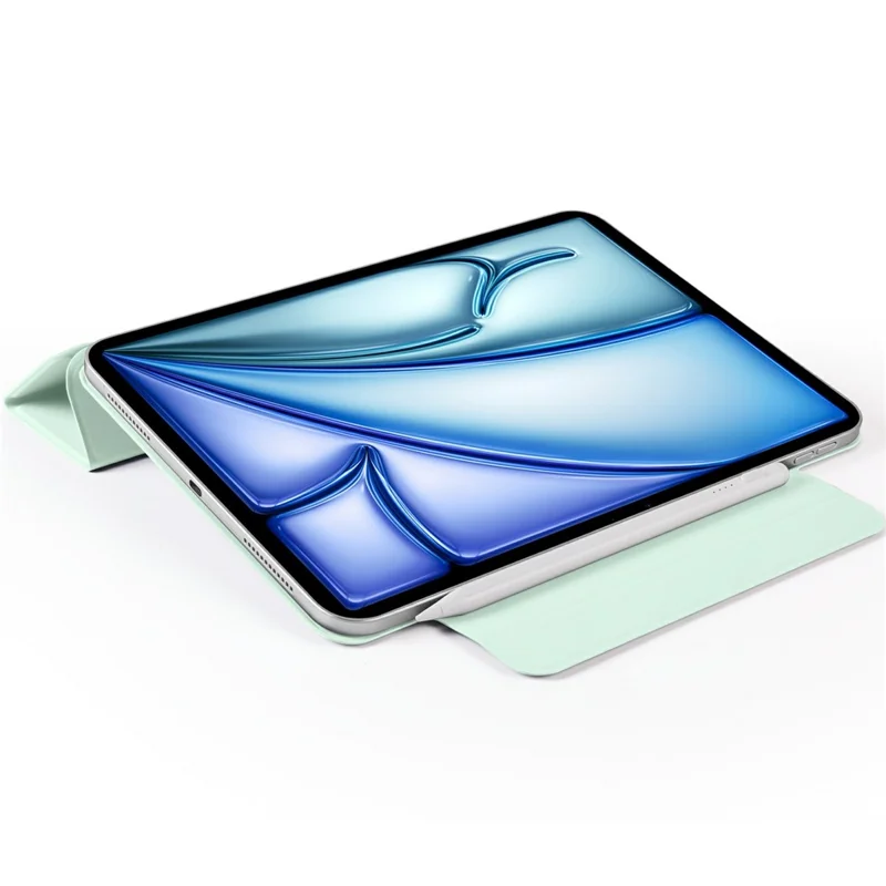 For iPad mini (2024)  /  (2021) Case PC + PU Leather Origami Stand Magnetic Tablet Cover - Light Green