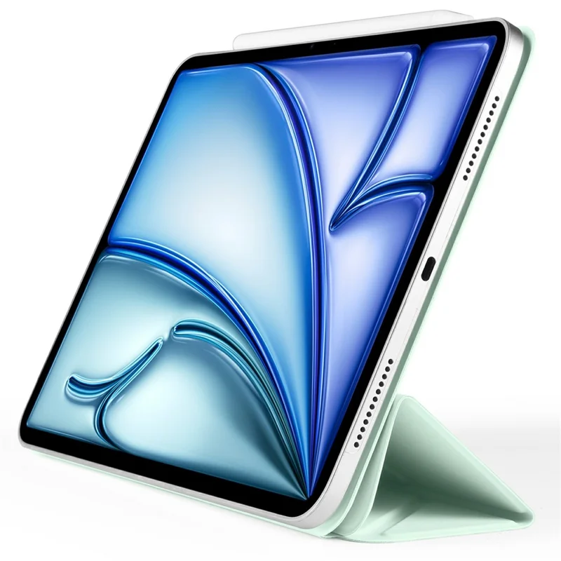 For iPad mini (2024)  /  (2021) Case PC + PU Leather Origami Stand Magnetic Tablet Cover - Light Green