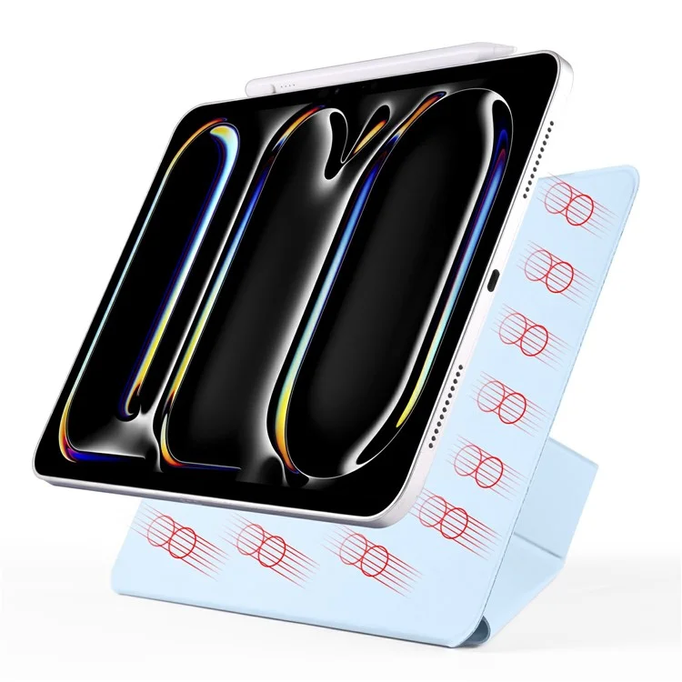 Étui pour iPad Pro 13 (2024) en PC + cuir PU avec support Origami magnétique - Bleu bébé