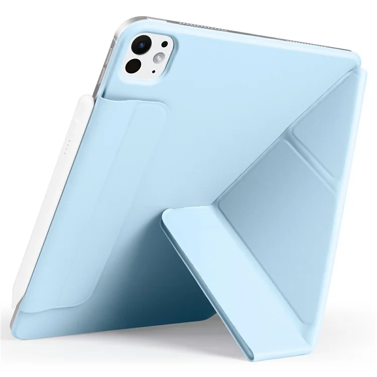 Étui pour iPad Pro 13 (2024) en PC + cuir PU avec support Origami magnétique - Bleu bébé