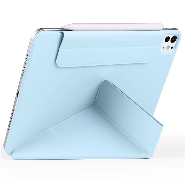 Étui pour iPad Pro 13 (2024) en PC + cuir PU avec support Origami magnétique - Bleu bébé