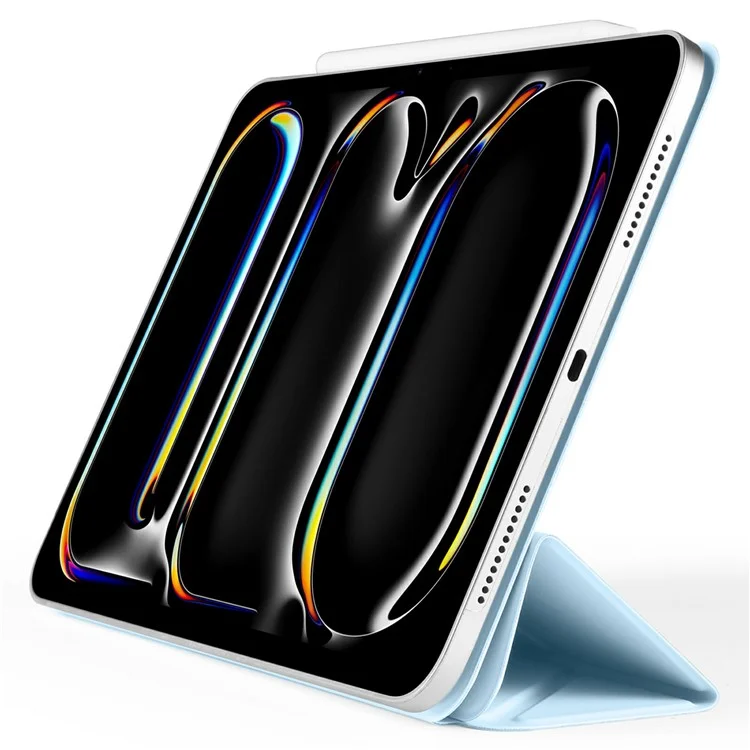 Étui pour iPad Pro 13 (2024) en PC + cuir PU avec support Origami magnétique - Bleu bébé