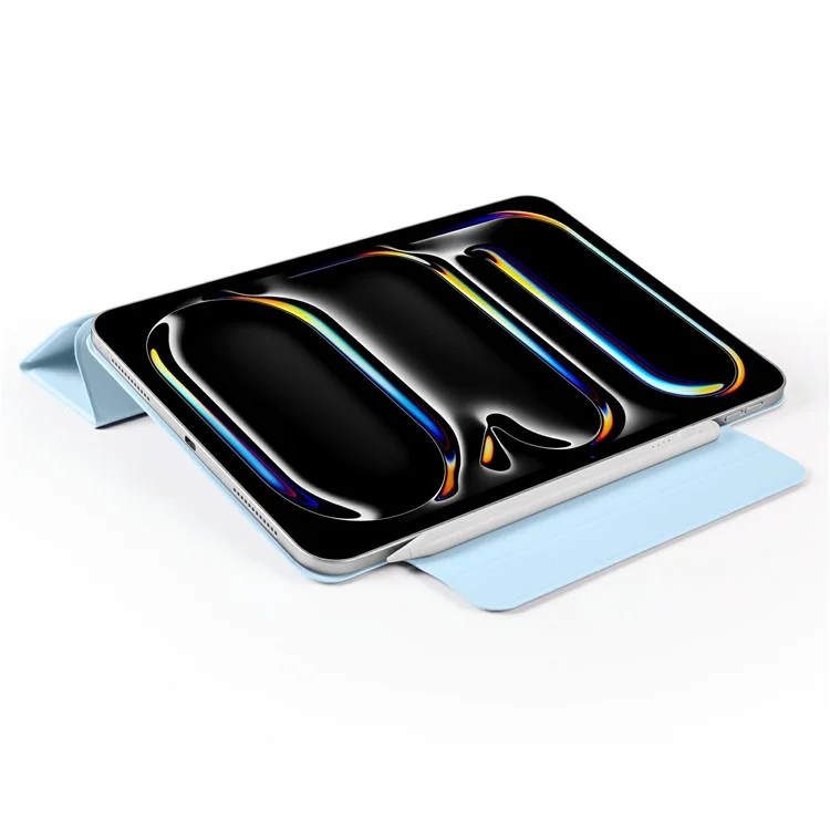 Étui pour iPad Pro 13 (2024) en PC + cuir PU avec support Origami magnétique - Bleu bébé