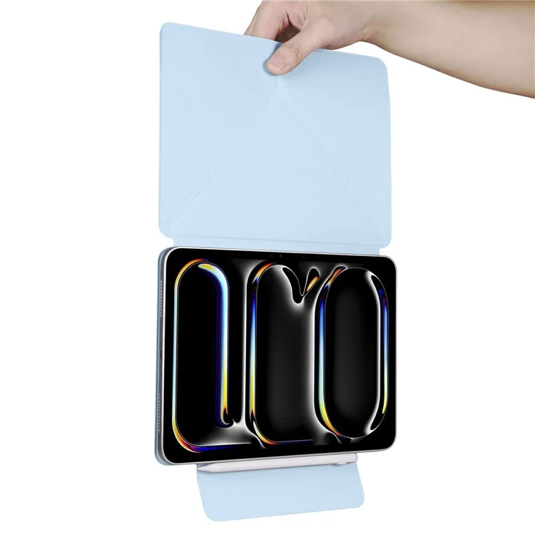 Étui pour iPad Pro 13 (2024) en PC + cuir PU avec support Origami magnétique - Bleu bébé