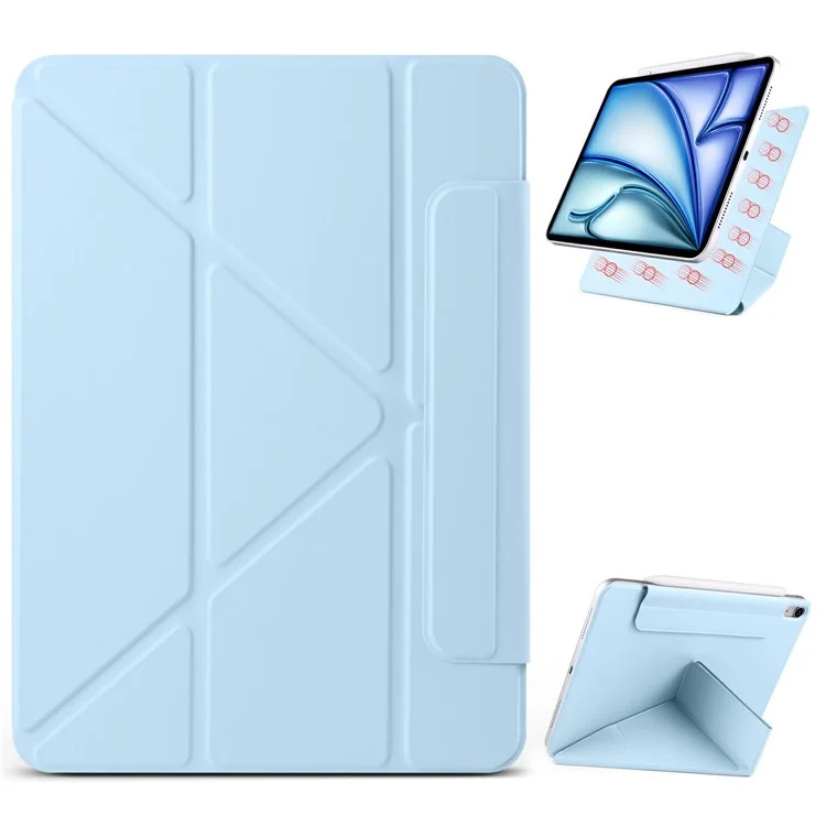 Étui pour iPad Air 13 (2024) en PC + cuir PU avec support Origami magnétique - Bleu bébé