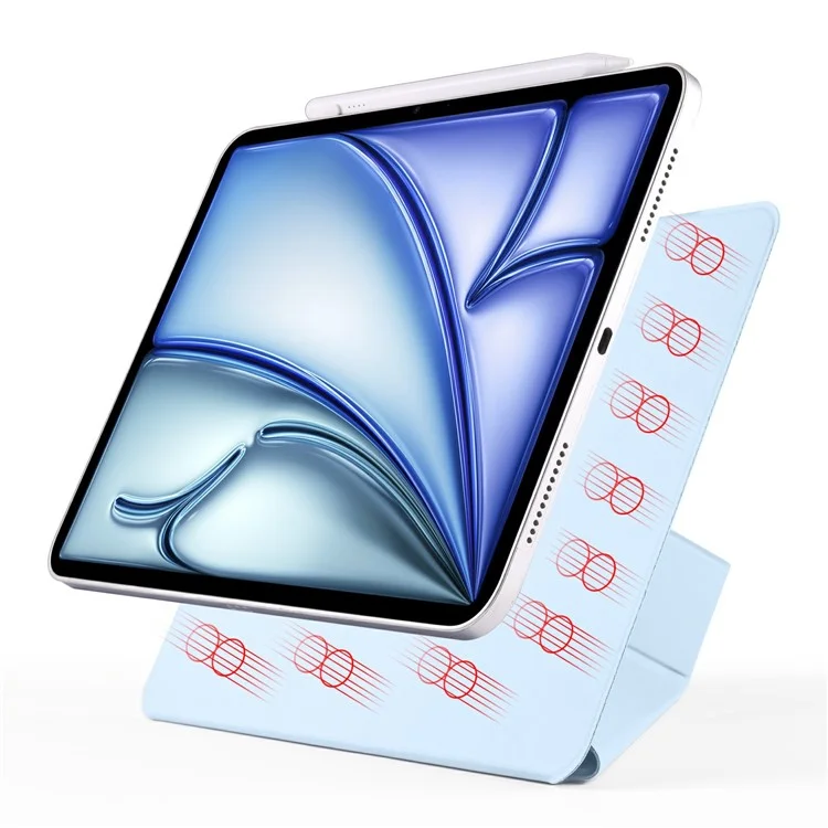 Étui pour iPad Air 13 (2024) en PC + cuir PU avec support Origami magnétique - Bleu bébé