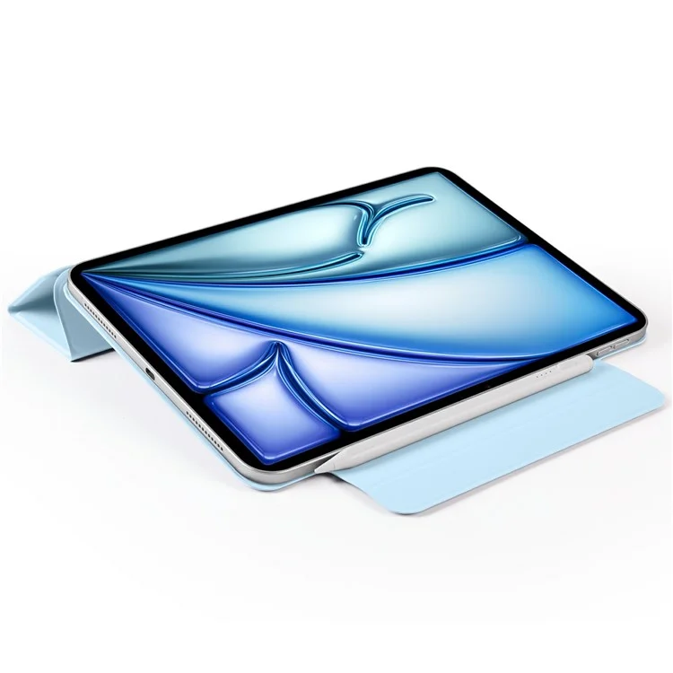 Étui pour iPad Air 13 (2024) en PC + cuir PU avec support Origami magnétique - Bleu bébé