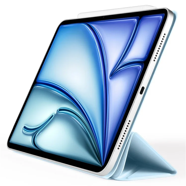 Étui pour iPad Air 13 (2024) en PC + cuir PU avec support Origami magnétique - Bleu bébé