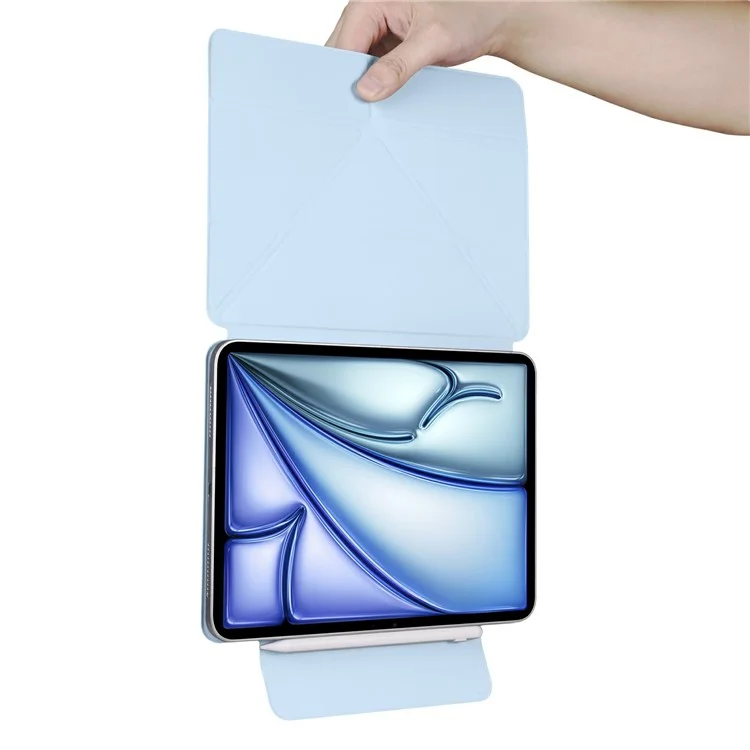 Étui pour iPad Air 13 (2024) en PC + cuir PU avec support Origami magnétique - Bleu bébé