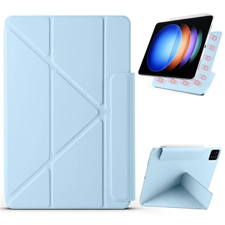 Étui pour Xiaomi Pad 6S Pro 12.4 en PC + cuir PU, support origami magnétique - Bleu bébé