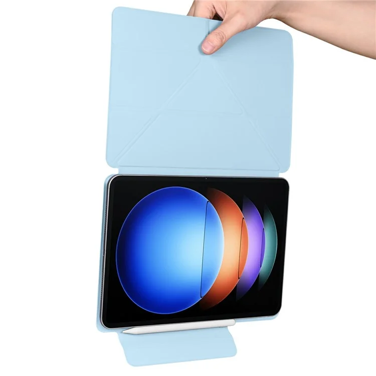 Étui pour Xiaomi Pad 6S Pro 12.4 en PC + cuir PU, support origami magnétique - Bleu bébé