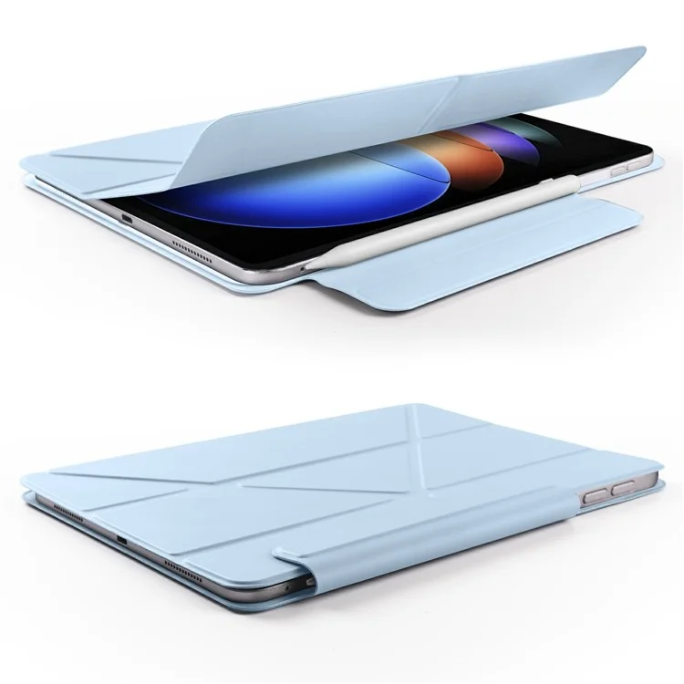 Étui pour Xiaomi Pad 6S Pro 12.4 en PC + cuir PU, support origami magnétique - Bleu bébé