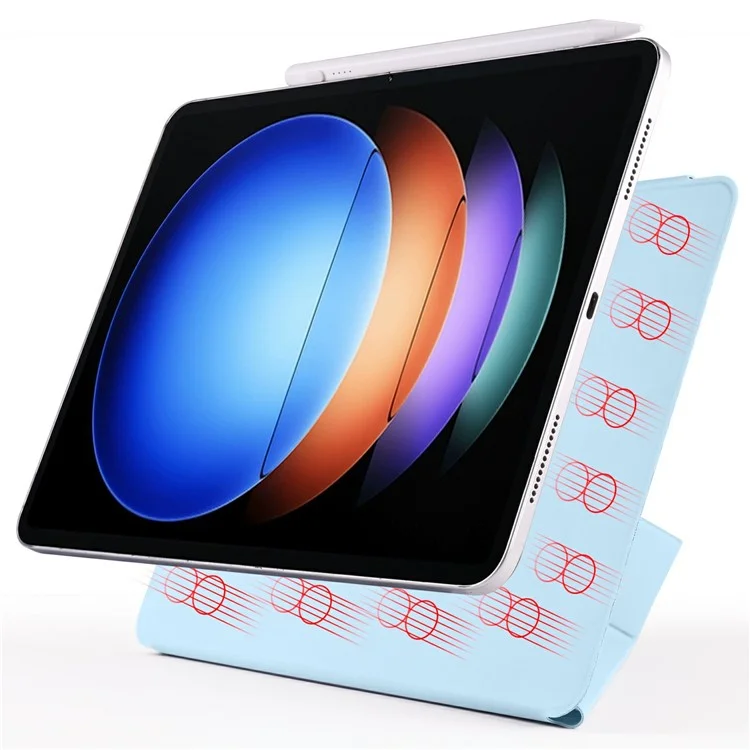Étui pour Xiaomi Pad 6S Pro 12.4 en PC + cuir PU, support origami magnétique - Bleu bébé