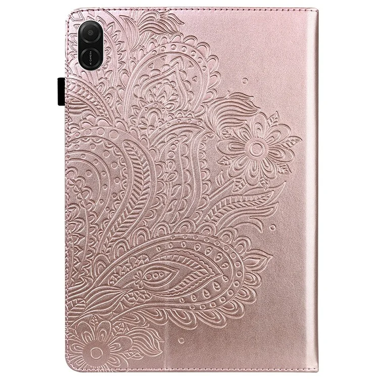 For Honor Pad X8a Case Peacock Flower Pattern Card Holder Leather Tablet Cover - Gold