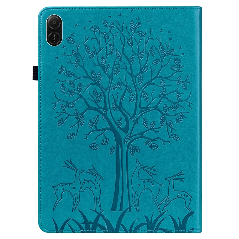 For Honor Pad X8b / Pad X8a Case PU Leather Stand Tree Deer Pattern Tablet Cover - Blue
