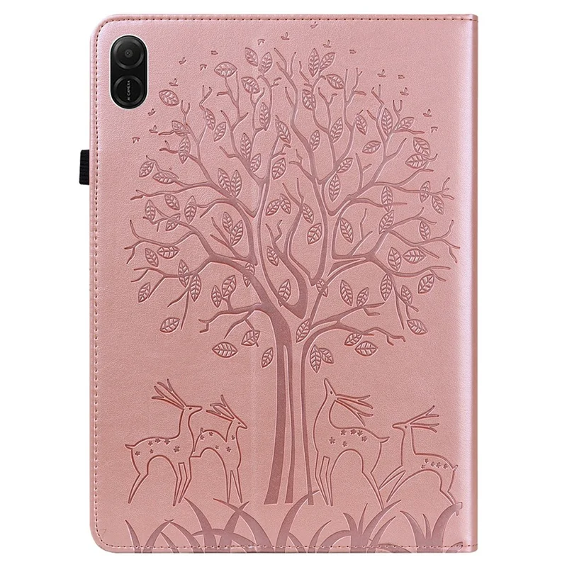 For Honor Pad X8b / Pad X8a Case PU Leather Stand Tree Deer Pattern Tablet Cover - Rose Gold
