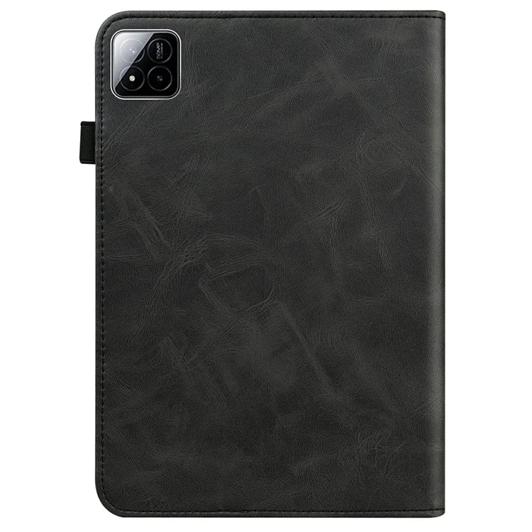 Custodia per Xiaomi Pad 7 Pro / Pad 7 con linea impressa, in pelle PU, supporto per scheda e supporto per tablet - Nero