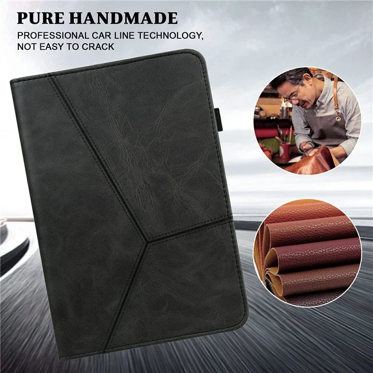 Custodia per Xiaomi Pad 7 Pro / Pad 7 con linea impressa, in pelle PU, supporto per scheda e supporto per tablet - Nero