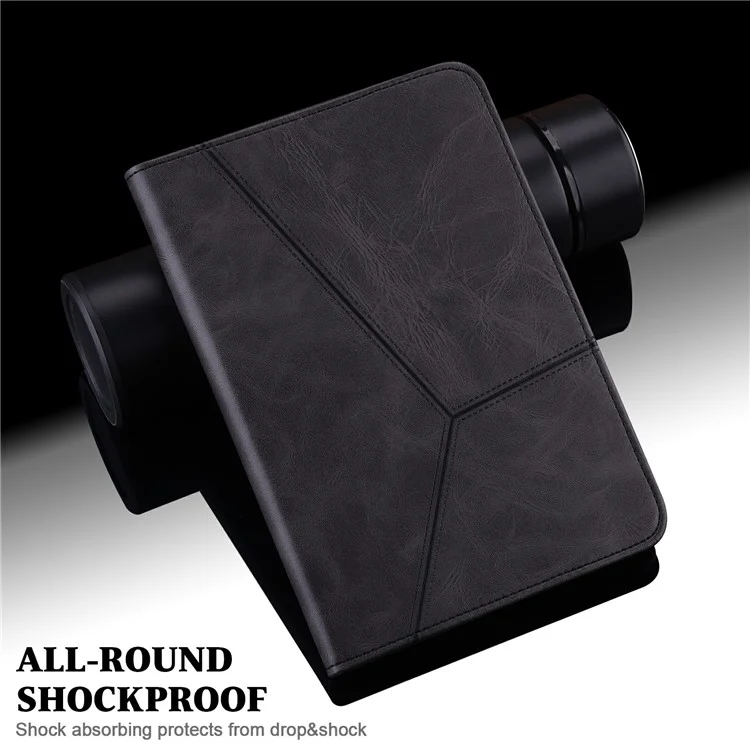 Custodia per Xiaomi Pad 7 Pro / Pad 7 con linea impressa, in pelle PU, supporto per scheda e supporto per tablet - Nero