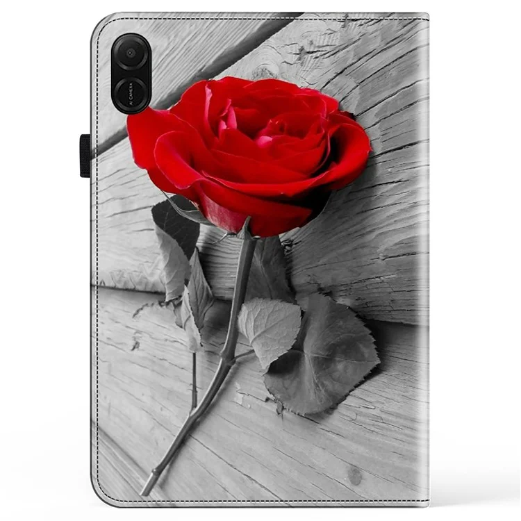For Honor Pad X8a Case Pattern Printed Leather Tablet Cover with Card Slot - Rose