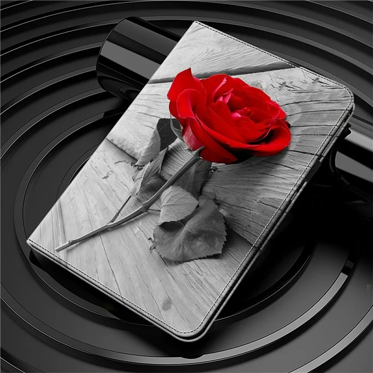 For Honor Pad X8a Case Pattern Printed Leather Tablet Cover with Card Slot - Rose