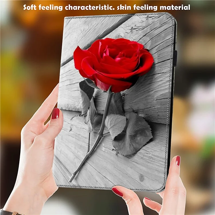 For Honor Pad X8a Case Pattern Printed Leather Tablet Cover with Card Slot - Rose