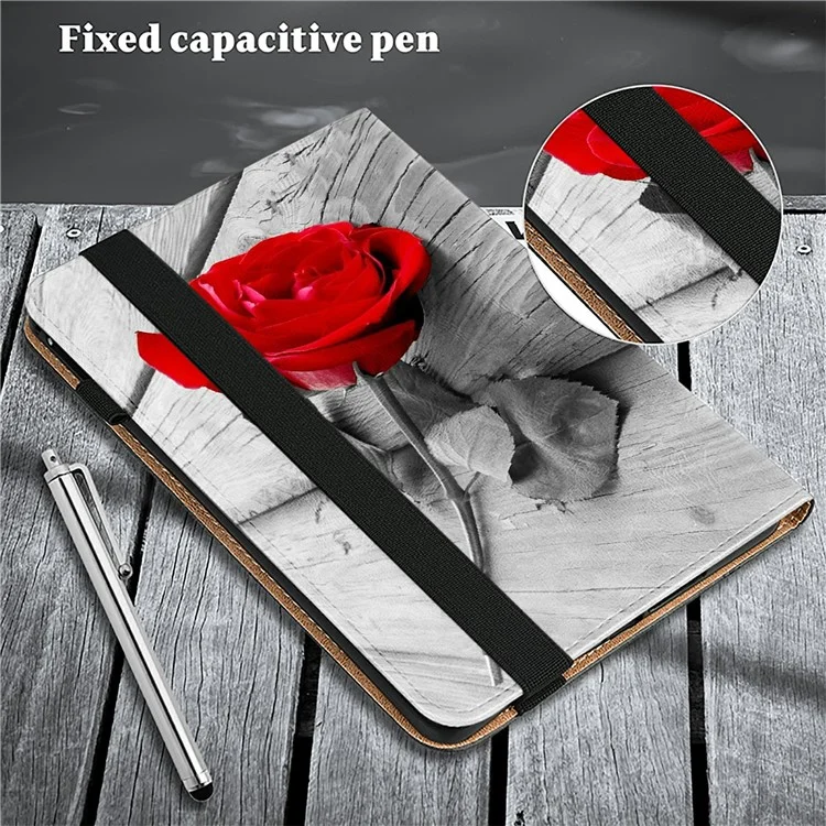 For Honor Pad X8a Case Pattern Printed Leather Tablet Cover with Card Slot - Rose